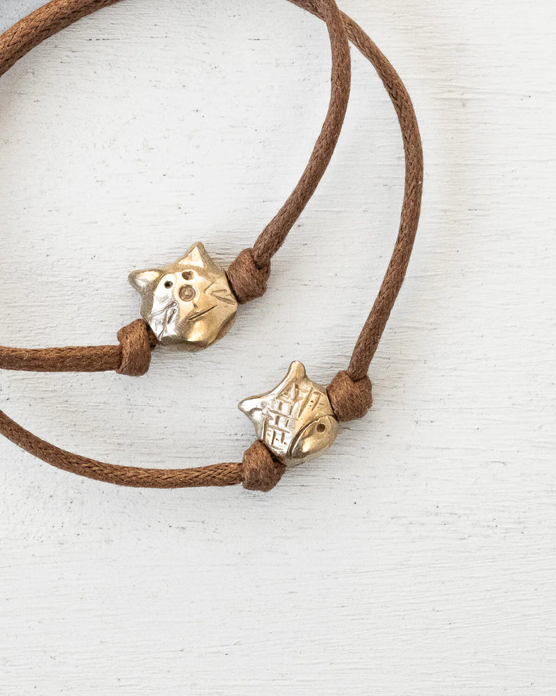 Pesci Che Volano Gatto Bronze Charm Bracelet