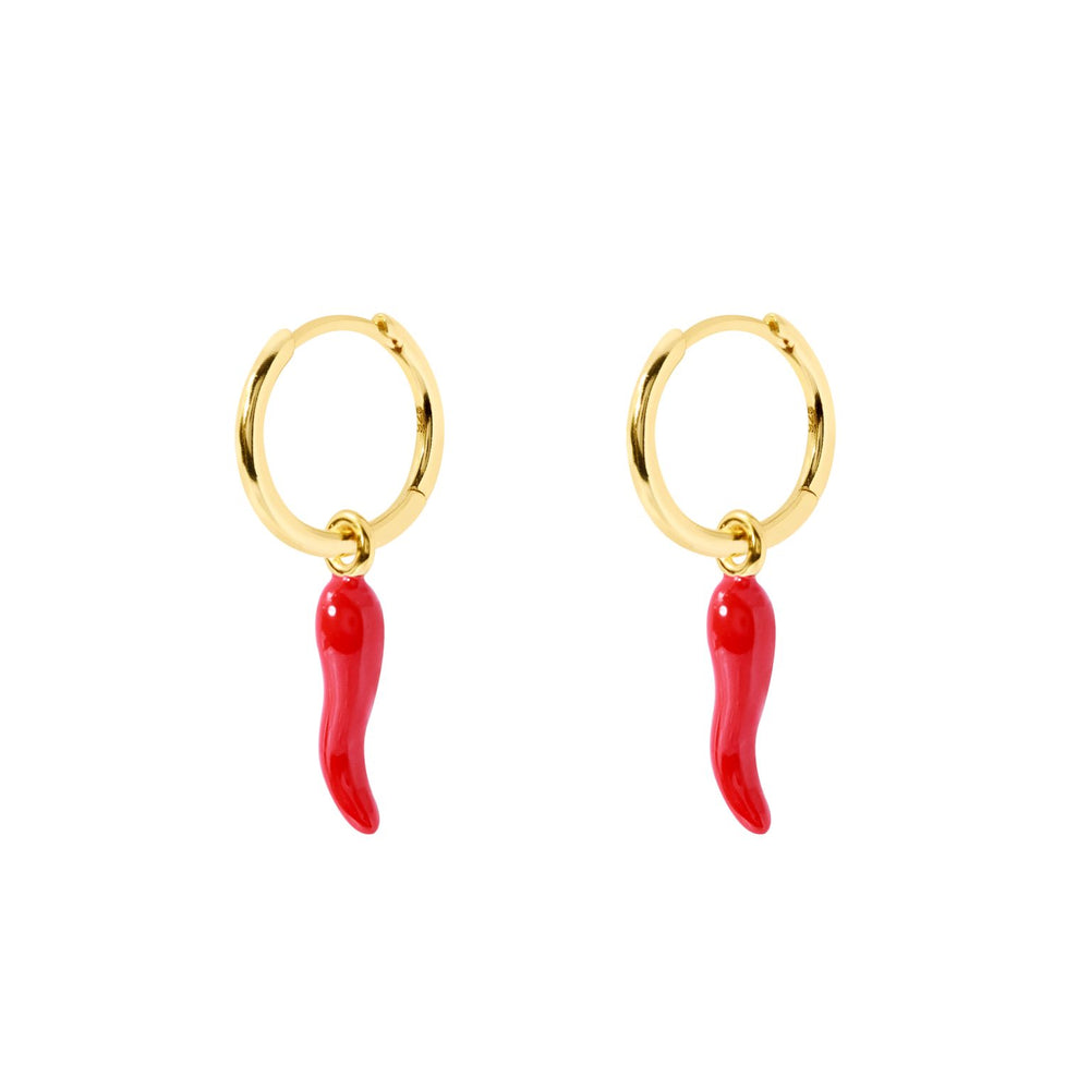 Gammie Gold Drop Red Chilli Huggy Earring