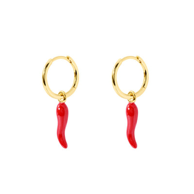 Gammie Gold Drop Red Chilli Huggy Earring