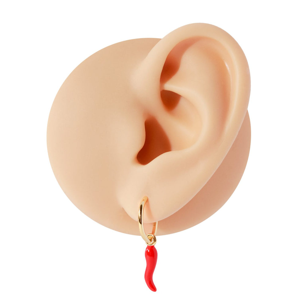Gammie Gold Drop Red Chilli Huggy Earring