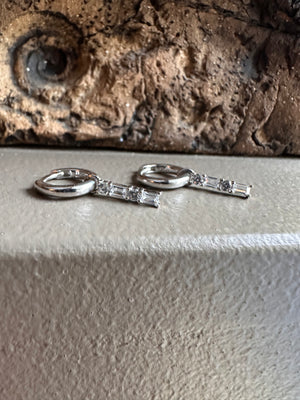 Gammie Silver Zirconia Drop Huggy Earring