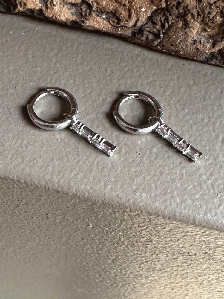 Gammie Silver Zirconia Drop Huggy Earring