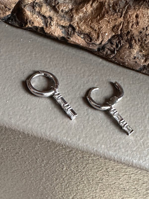 Gammie Silver Zirconia Drop Huggy Earring