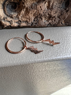 Gammie Rose Gold Lightening Bolt Hoop Earring