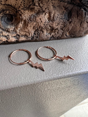 Gammie Rose Gold Lightening Bolt Hoop Earring