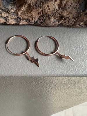 Gammie Rose Gold Lightening Bolt Hoop Earring