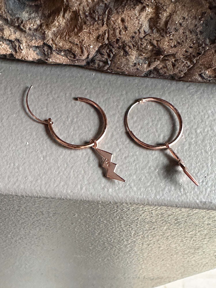 Gammie Rose Gold Lightening Bolt Hoop Earring
