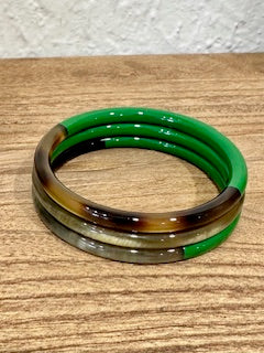 Soyang Paris Horn and Green Set of Three Bangles