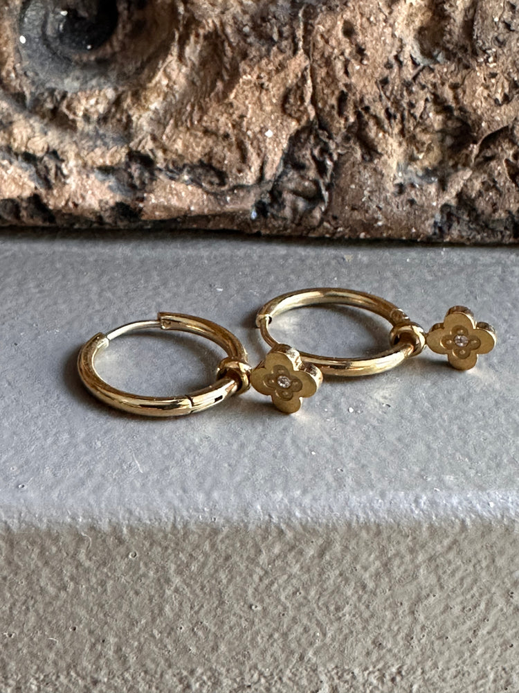 Zag Bijoux Gold Floral Zirconia Huggy Earring