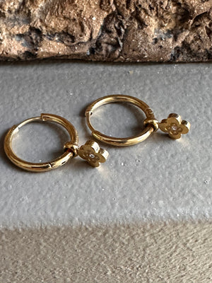 Zag Bijoux Gold Floral Zirconia Huggy Earring