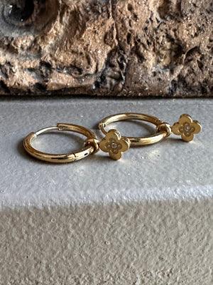 Zag Bijoux Gold Floral Zirconia Huggy Earring