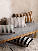 L and M Home Etro Luxury Velvet and Linen Stripe Cushion Almond