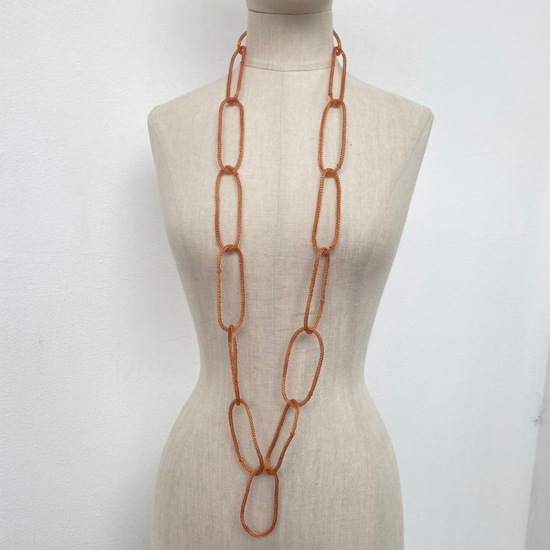 Seriously Designed Crocheted Chain Necklace Copper
