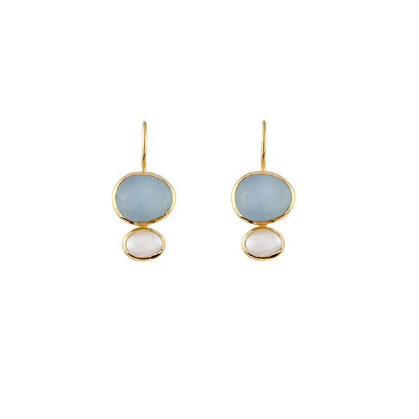 Bianc Cubism Aquamarine Fresh Water Pearl Earring