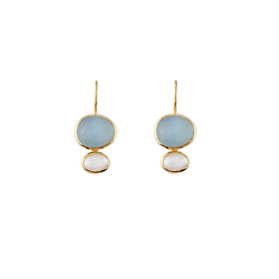 Bianc Cubism Aquamarine Fresh Water Pearl Earring