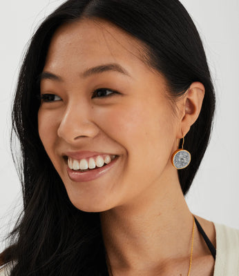 Patara Life Round Coin Sterling Silver Earring