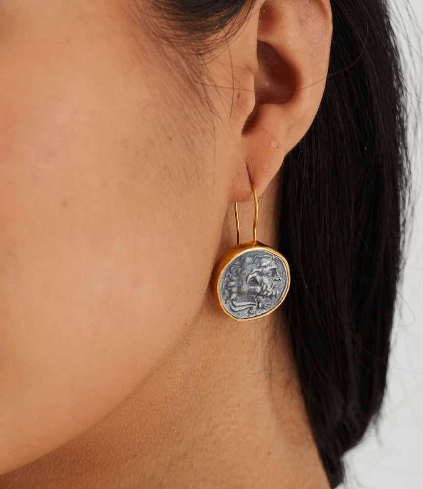 Patara Life Round Coin Sterling Silver Earring