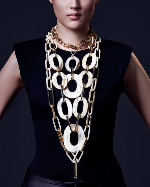 SOYANG Paris Dark Horn Oval Necklace 42cm