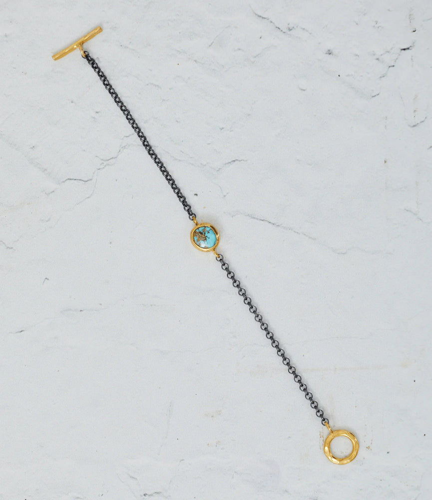 Patara Life Turquoise Round Sterling Silver Bracelet