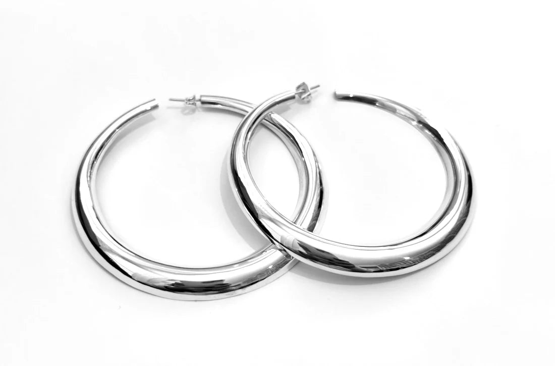 Ironclay Sterling Silver Large Domed Hoop