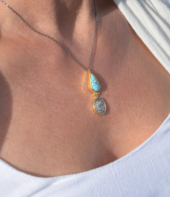 Patara Life Turquoise and Coin Sterling Silver Necklace