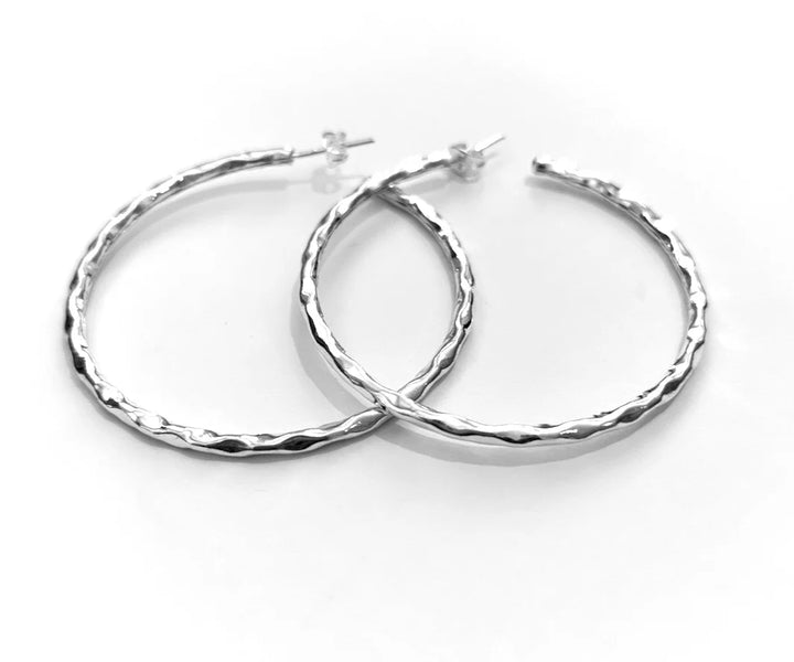 Ironclay Hammered Sterling Silver Hoop Earring
