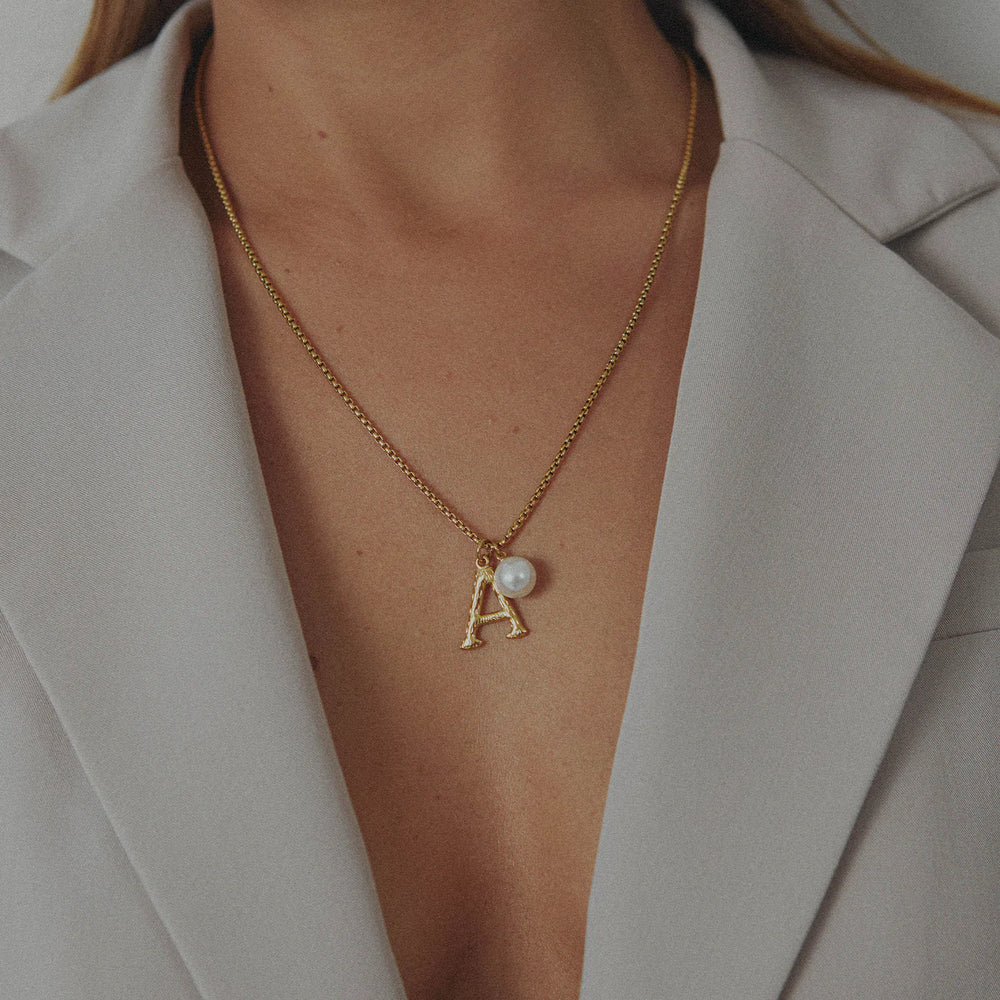 Zahar Pearl Letter A Necklace Gold