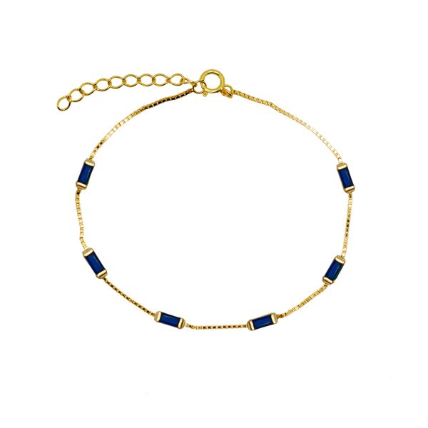 Gammie Rectangle Zirconia with Gold Chain Bracelet