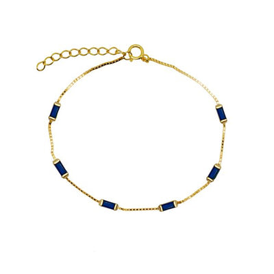 Gammie Rectangle Zirconia with Gold Chain Bracelet