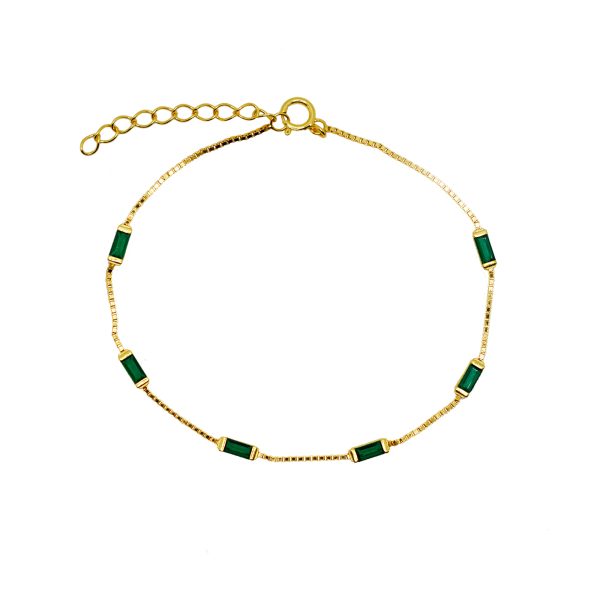 Gammie Rectangle Zirconia with Gold Chain Bracelet
