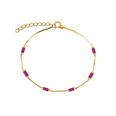 Gammie Rectangle Zirconia with Gold Chain Bracelet
