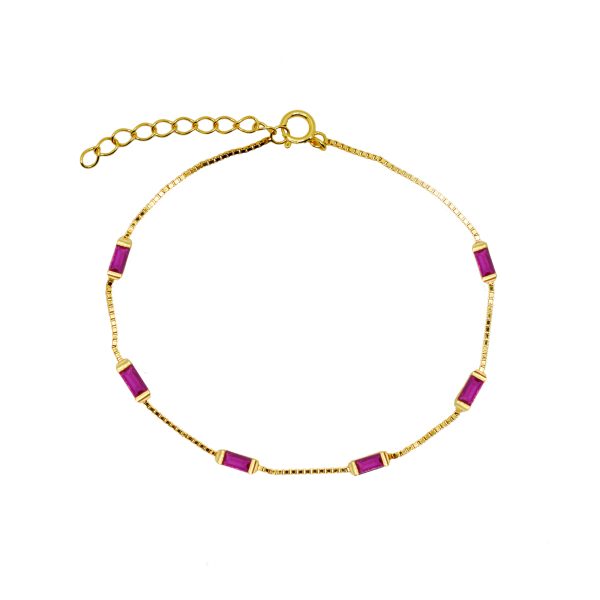Gammie Rectangle Zirconia with Gold Chain Bracelet