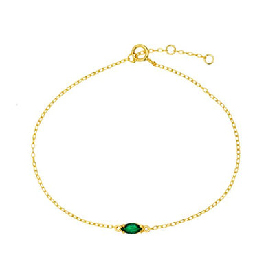 Gammie Green Zirconia with Gold Chain Bracelet