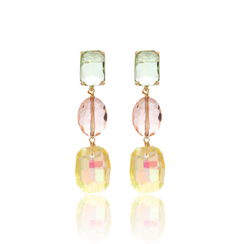 Blue Scarab Faux 3 Crystal Drop Earring