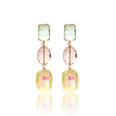 Blue Scarab Faux 3 Crystal Drop Earring