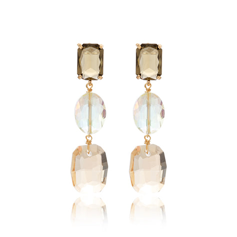 Blue Scarab Faux 3 Crystal Drop Earring