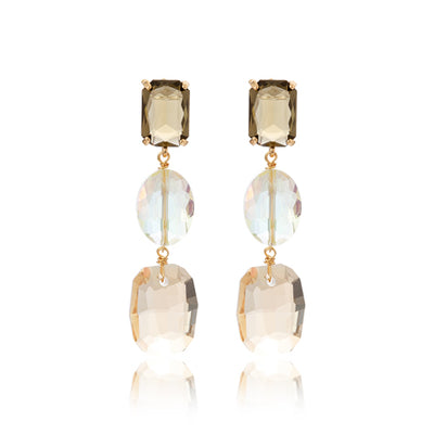 Blue Scarab Faux 3 Crystal Drop Earring
