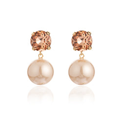 Blue Scarab Crystal, Pearl  Drop Earring