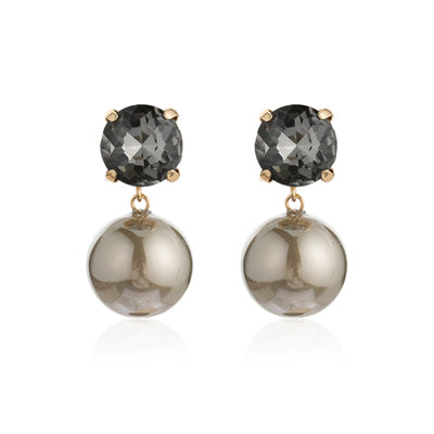 Blue Scarab Crystal, Pearl  Drop Earring