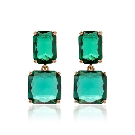 Blue Scarab Faux 2 Crystal Drop Earring