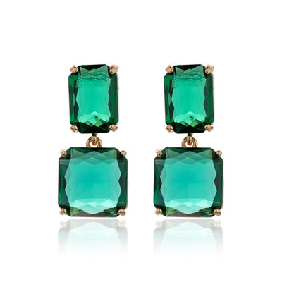 Blue Scarab Faux 2 Crystal Drop Earring