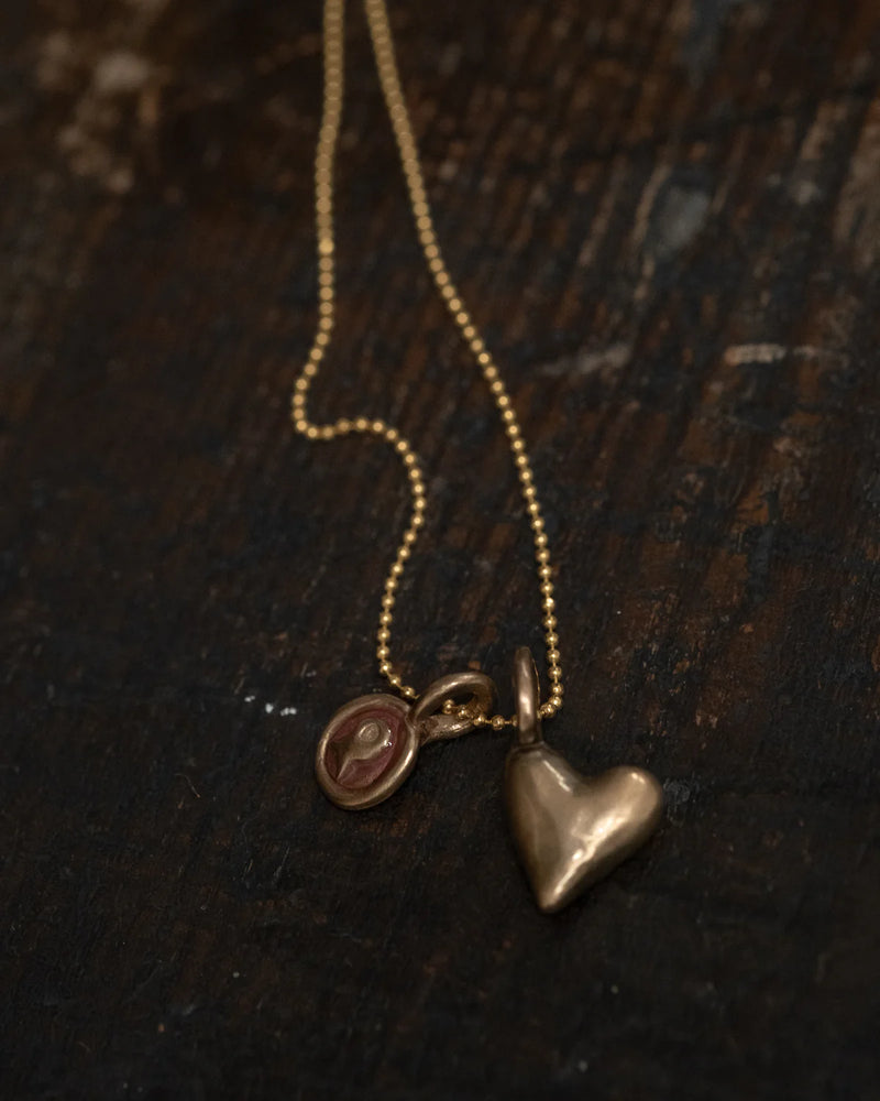 Pesci Che Volano Scorfano Fish and Red Heart Bronze Pendant (Copy)