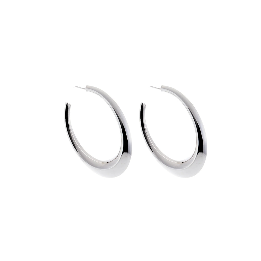 Ironclay Sterling Silver Oval Shaped Hoop Stud Earrings