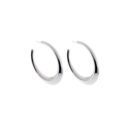 Ironclay Sterling Silver Oval Shaped Hoop Stud Earrings