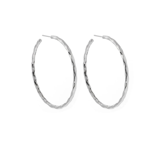 Ironclay Hammered Sterling Silver Hoop Earring