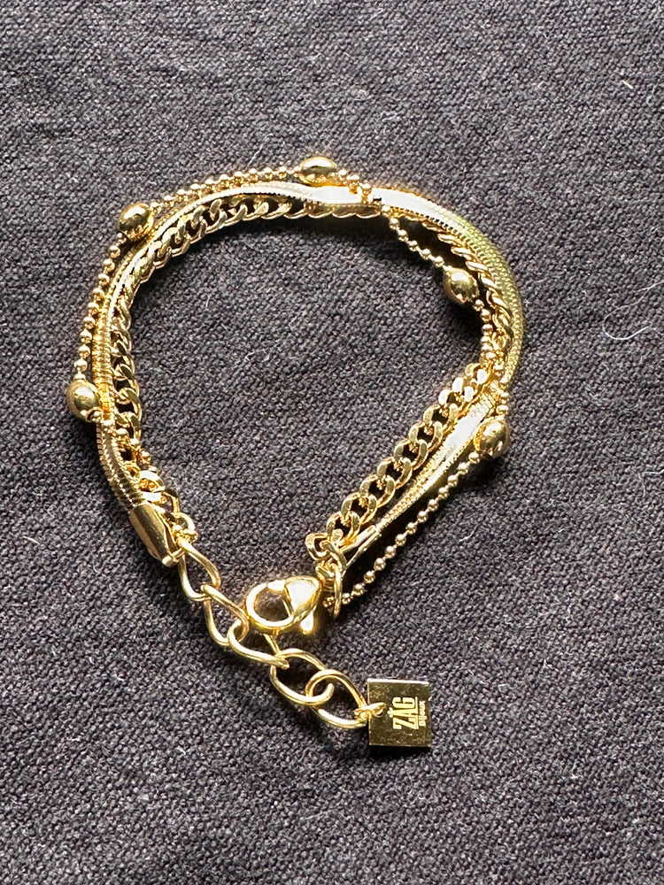 Zag Bijoux Triple Chain Gold Bracelet