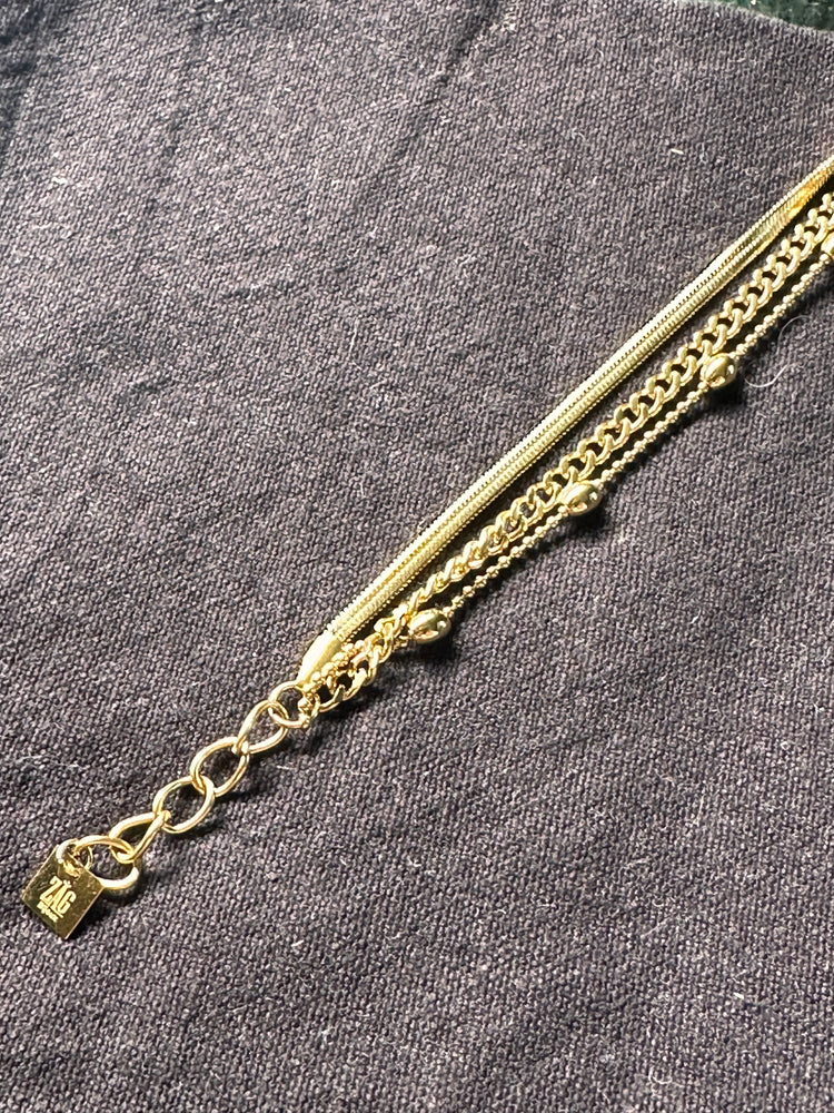 Zag Bijoux Triple Chain Gold Bracelet