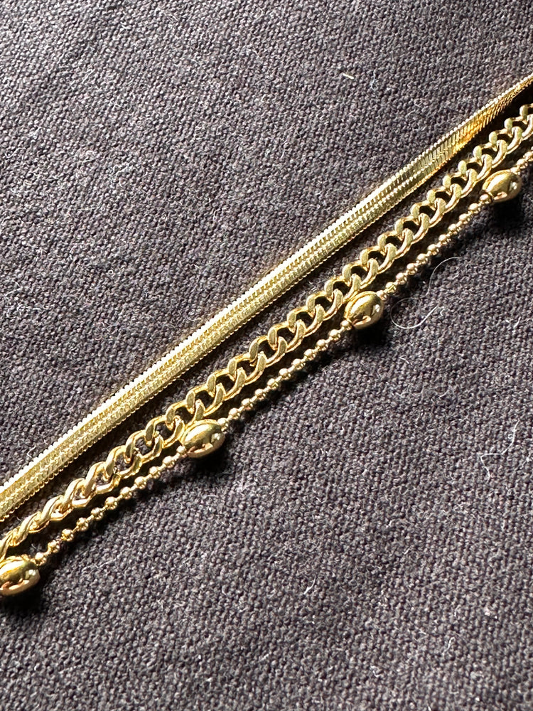 Zag Bijoux Triple Chain Gold Bracelet