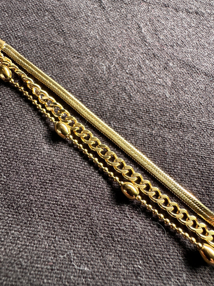 Zag Bijoux Triple Chain Gold Bracelet