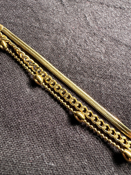 Zag Bijoux Triple Chain Gold Bracelet